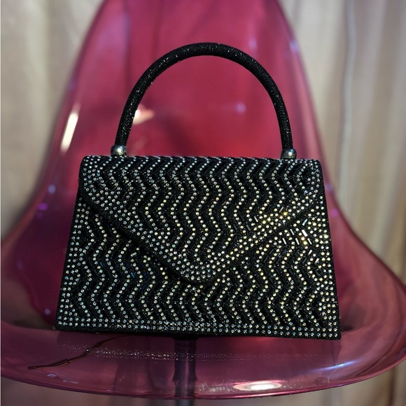 Gorgeous, brand new, black and silver bedazzled handbag🖤 perfect condition! - Picture 1 of 13